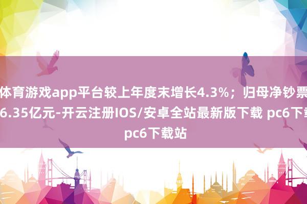 体育游戏app平台较上年度末增长4.3%；归母净钞票为16.35亿元-开云注册IOS/安卓全站最新版下载 pc6下载站
