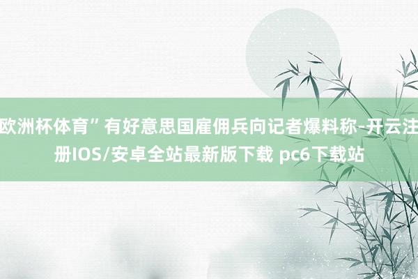 欧洲杯体育”有好意思国雇佣兵向记者爆料称-开云注册IOS/安卓全站最新版下载 pc6下载站