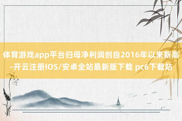 体育游戏app平台归母净利润创自2016年以来新高-开云注册IOS/安卓全站最新版下载 pc6下载站